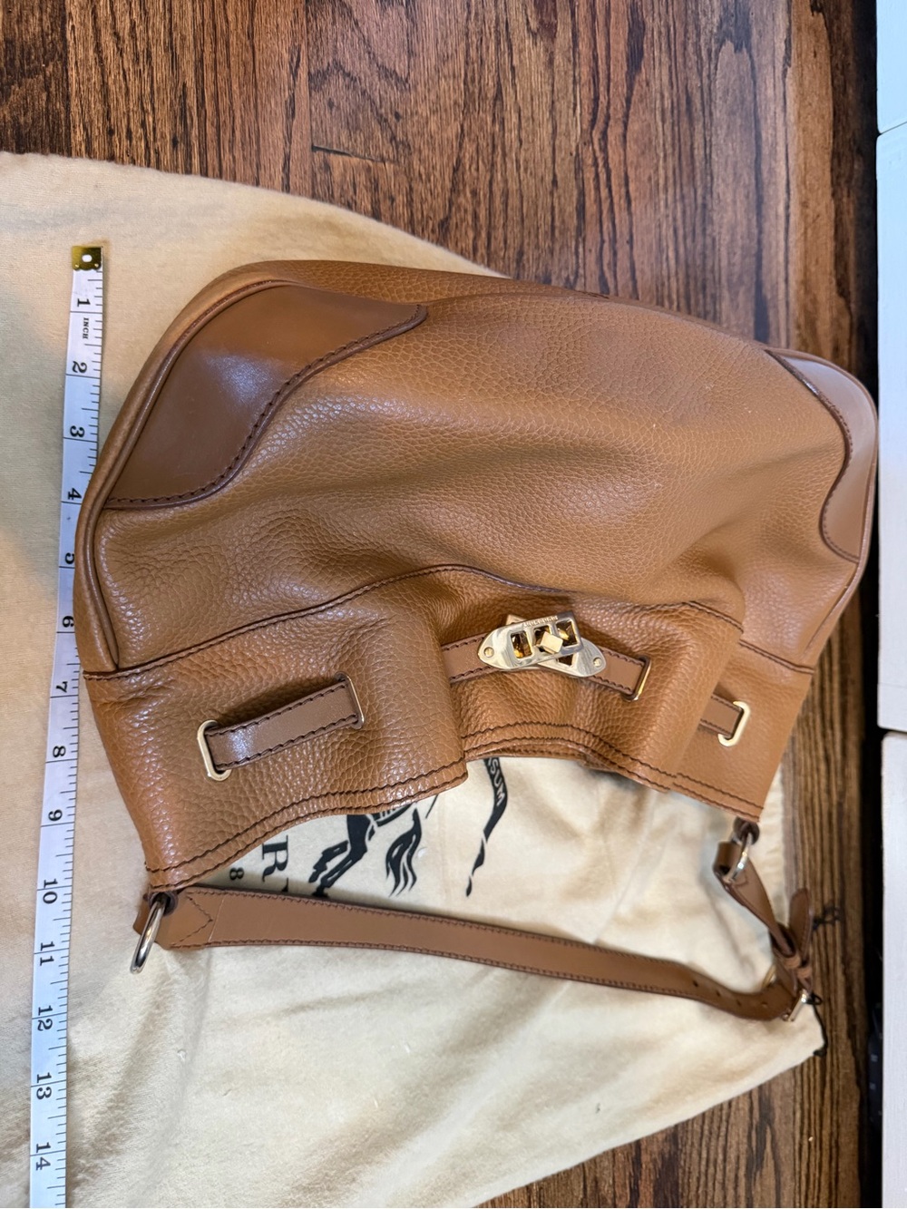 Burberry Cognac Brown Pebbled Leather Shoulder Bag - Picture 11 of 16